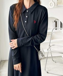 U.S. POLO ASSN. ワンピース GeeRA別注「U.S. ASSN.」ポロ衿カットソーワンピース（長袖）
